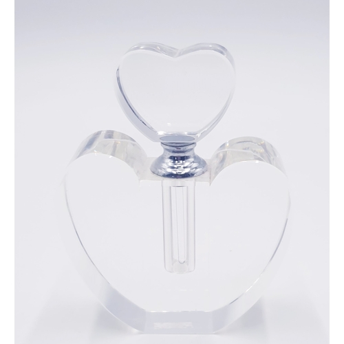 807 - GLASS HEART SHAPED 8cm PERFUME BOTTLE