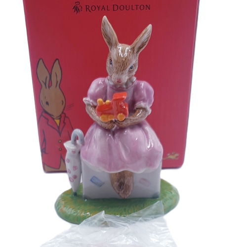 134 - ROYAL DOULTON BUNNYKINS CHARACTER FIGURINE 'SITTING ON A SUITCASE' DB 482 (Bunnykins Of The Year 201... 