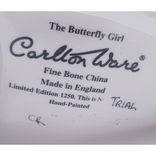 20 - CARLTON WARE Large 24.5cm x 14cm x 10cm CHARACTER FIGURINE  'THE BUTTERFLY GIRL' (Trial Piece)  (Rar... 