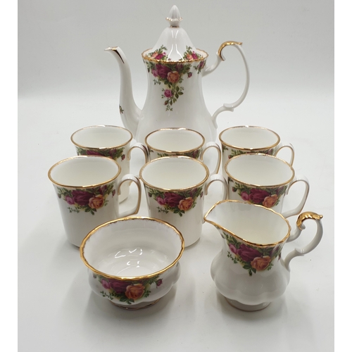 42 - ROYAL ALBERT CHINA COFFEE POT, SUGAR, MILK & COFFEE CUPS (6)