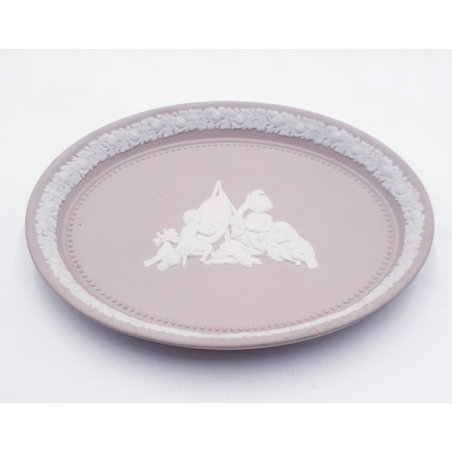 54 - WEDGWOOD TAUPE JASPER WARE 18cm x 14cm CHERUB   TRAY