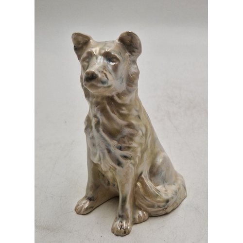 58 - ANITA HARRIS ART POTTERY 12.5cm MODEL OF A SILVER LUSTRE STONEWARE /MARBLE EFFECT COLLIE DOG Signed ... 