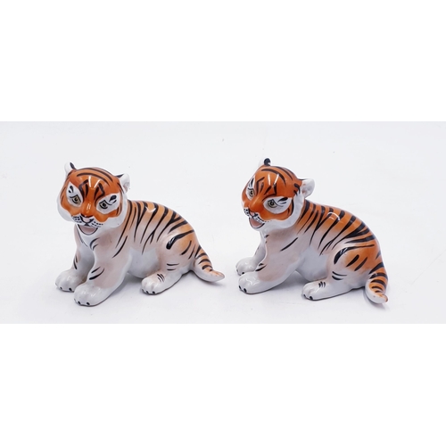 64 - U.S.S.R PORCELAIN 11cm MODELS OF TWO TIGER CUBS