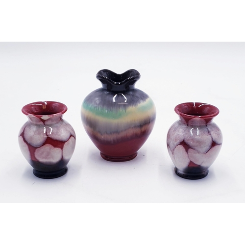 65 - WEST GERMAN CERAMIC VASES (3) (Tallest Being 10cm)