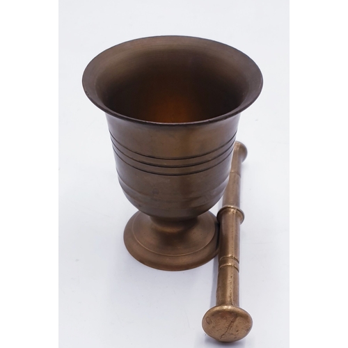 67 - BRASS  11cm PESTLE & MORTAR