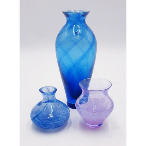 72 - CAITHNESS GLASS VASES (3) (Tallest Being 21cm)