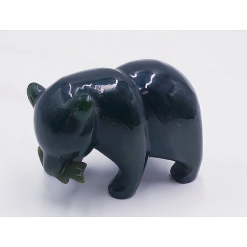 74 - JADE ? CARVED 6cm BEAR WITH FISH