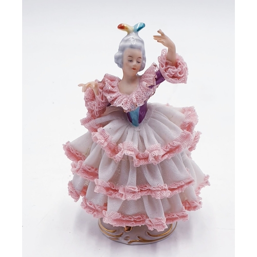 76 - DRESDEN PORCELAIN 12cm FIGURINE (Please Note This Lot WILL NOT BE PACKED .....COLLECT ONLY !!!!)