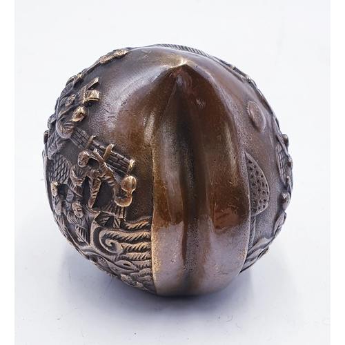 165 - ORIENTAL BRONZE PEACH PAPERWEIGHT