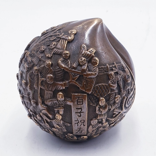 165 - ORIENTAL BRONZE PEACH PAPERWEIGHT