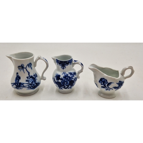 204 - ROYAL WORCESTER BLUE/WHITE JUGS (3) (Tallest Being 9cm)