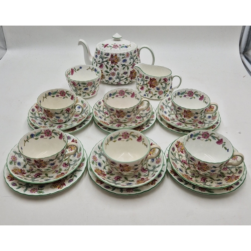 215 - MINTON CHINA 22 Piece TEASET IN THE HADDON HALL DESIGN