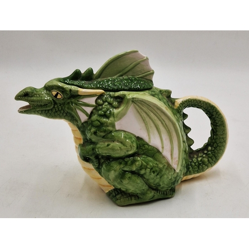 221 - CERAMIC TEAPOT FASHIONED AS A FIRE BREATHING DRAGON