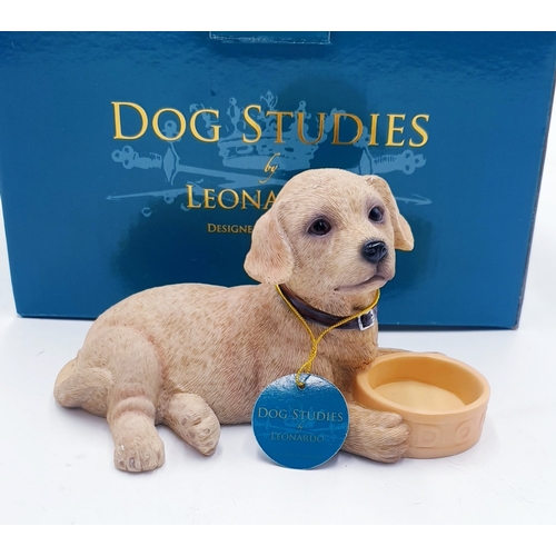 281 - LESSER & PAVEY  (Leonardo Design Studio's,Dartford,Kent) 14cm MODEL OF A GOLDEN LABRADOR WITH BOWL (... 