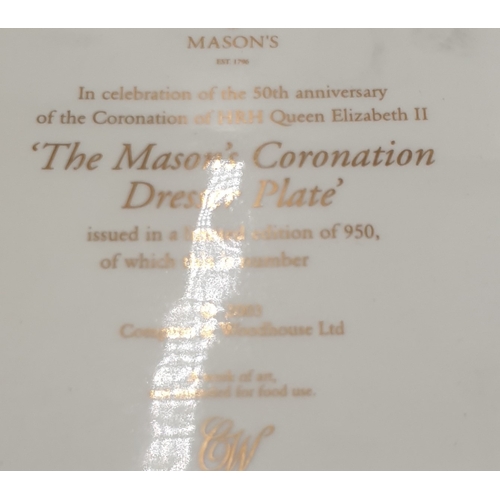 342 - MASONS  Large 27.5cm x 22cm CORONATION PLATE IN THE BLUE MANDALAY DESIGN (Limited Edition 950)