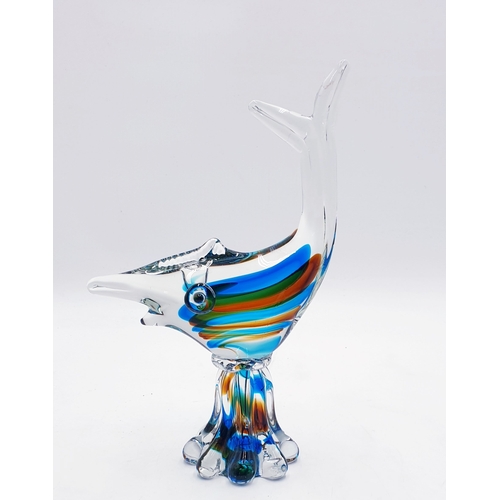 343 - MURANO GLASS Extra Large 28cm x 16cm MODEL OF A MERLIN FISH