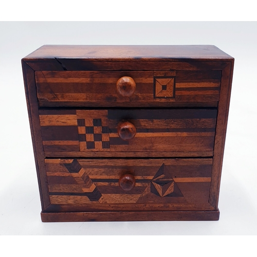 631 - TUNBRIDGE WARE 12.5cm x 11cm Miniature CHEST OF DRAWERS (Apprentice Piece)