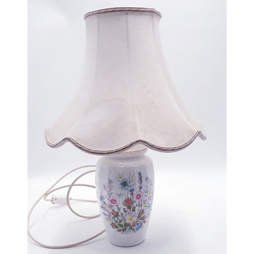 632 - AYNSLEY CHINA 23cm LAMP BASE IN THE PEMBROKE DESIGN (Working Order) (With Shade)