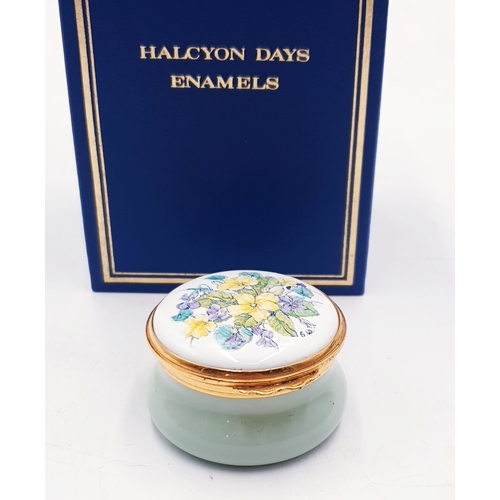 636 - HALCYON DAYS ENAMEL CLOCK TRINKET BOX (Original Box)