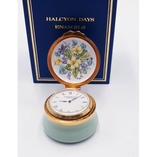 636 - HALCYON DAYS ENAMEL CLOCK TRINKET BOX (Original Box)