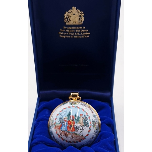 637 - HALCYON DAYS ENAMEL CHRISTMAS BALL (Original Box)