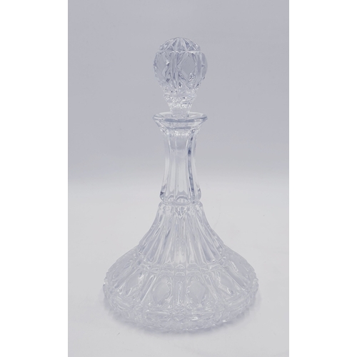 670 - CUT GLASS 21cm SHIPS DECANTER