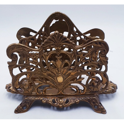 671 - BRASS ART NOUVEAU DOUBLE BRASS LETTER RACK