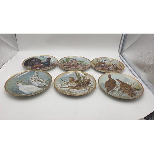 674 - FRANKLIN MINT PORCELAIN Large 23cm Dia PLATES (6) DEPICTING BIRDS All Signed