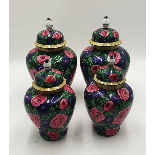 675 - CERAMIC (Hand Painted) GINGER JARS And COVERS (4) (Two Being 26cm The Other Two Being 20.5cm)(Please... 