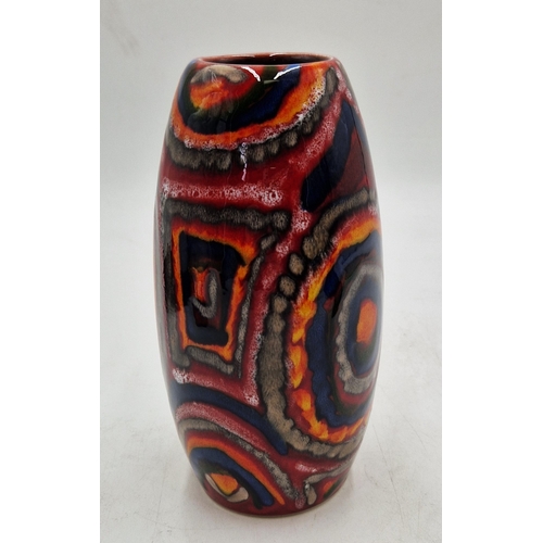 699 - ANITA HARRIS ART POTTERY 17cm SKITTLE VASE IN THE LABYRINTH DESIGN Signed In Gold By Anita Harris