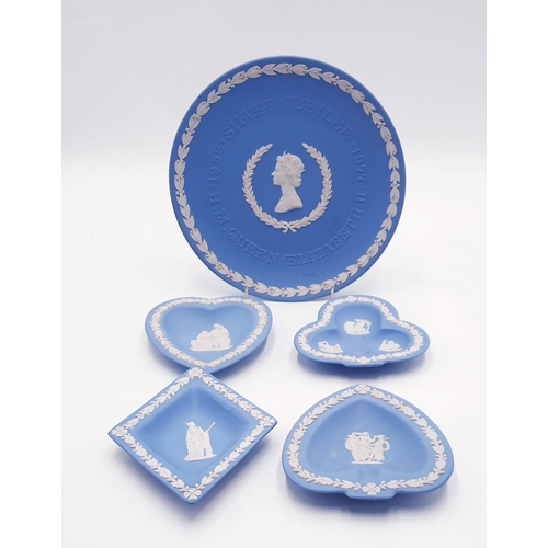 705 - WEDGWOOD JASPER WARE PIN TRAYS (4) Plus PLATE