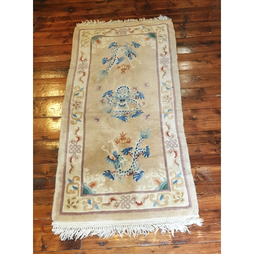 720 - WOOL Large 160cm x 76cm CHINESE DRAGON RUG(Please Note This Lot WILL NOT BE PACKED OR SHIPED....COLL... 