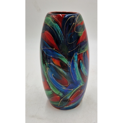 729 - ANITA HARRIS ART POTTERY 17cm SKITTLE VASE IN THE NAVANA DESIGN Signed In Gold By Anita Harris