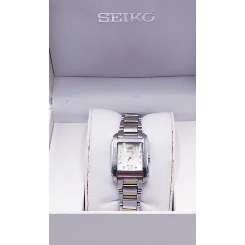 277 - SEIKO SR2 367PI TANK WATCH (Original Box Inner /Outer Box, Papers And Spare Links) R.R.P. £349.99