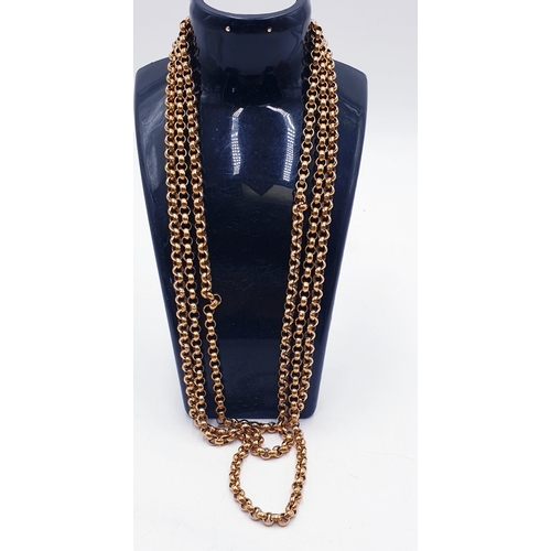 713 - YELLOW METAL Extra Long 170cm BELCHER CHAIN (Total Weight 142  Grams)