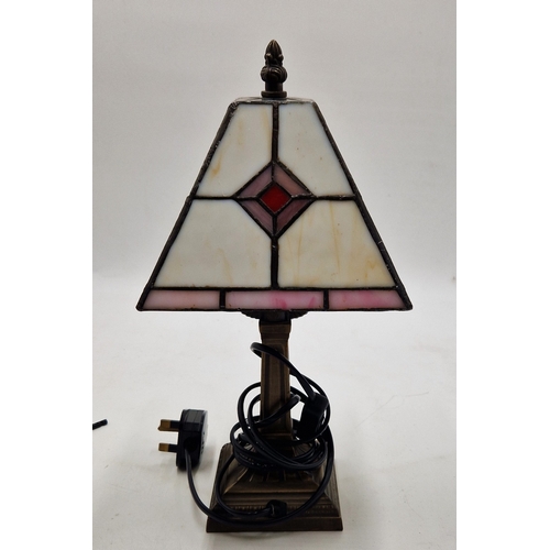 264 - BRONZE BASED TIFFANY STYLE Large 34cm TABLE LAMP