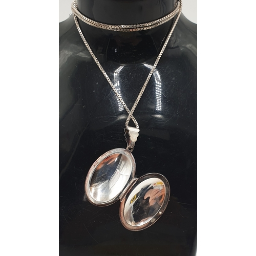 209 - SILVER (925) DOUBLE LOCKET ON A SILVER (925) 59cm NECK CHAIN (Total Weight 14.7 Grams)