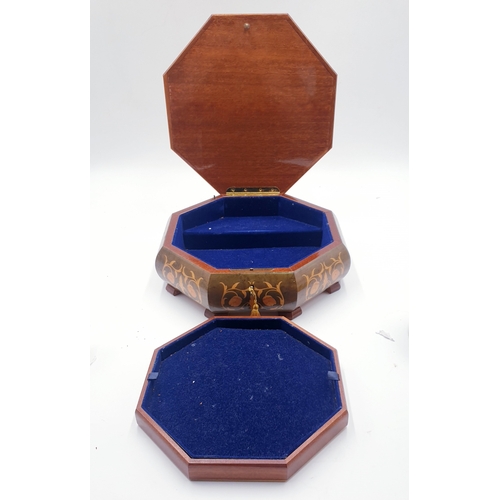 33 - WOODEN SORRENTO MUSICAL Large 26cm x 26cm JEWELLERY BOX