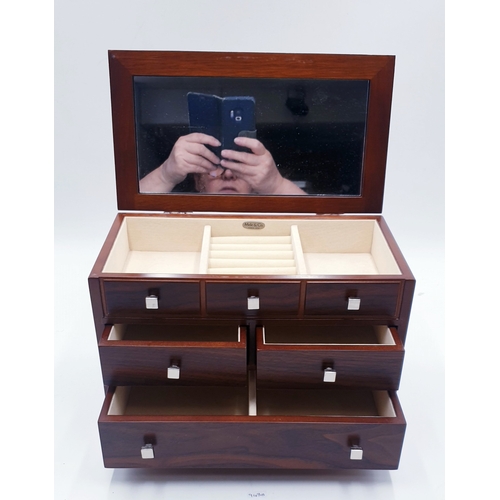 34 - MELE & Co WOODEN MUSICAL JEWELLERY BOX FASHIONED AS A CHEST OF DRAWERS  (Boxed)
(n 1896 Emidio Mele ... 