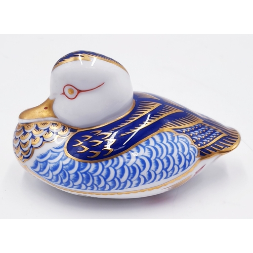 57 - ROYAL CROWN DERBY CHINA 11.5cm PAPERWEIGHT FASHIONED AS A PEKING DUCK