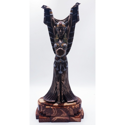 85 - COLD CAST BRONZE Extra Large 42cm ART DECO FIGURINE 'SALOME' MOUNTED ON A 10cm x 24cm MARBLE PLINTH.... 