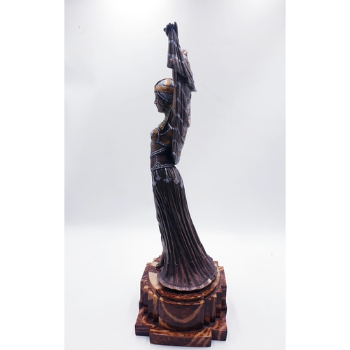 85 - COLD CAST BRONZE Extra Large 42cm ART DECO FIGURINE 'SALOME' MOUNTED ON A 10cm x 24cm MARBLE PLINTH.... 