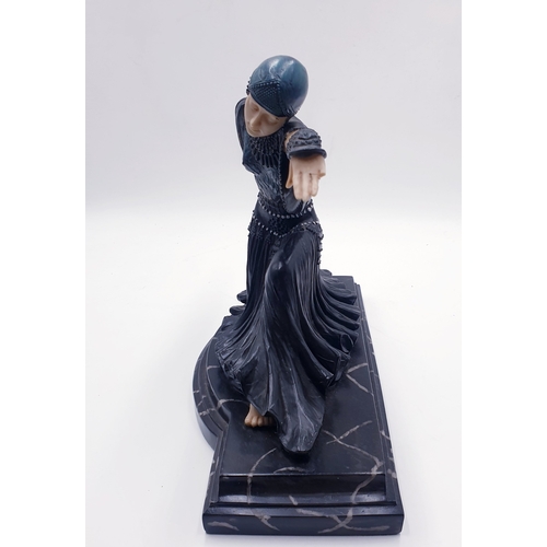 87 - RESIN Extra Large 30cm ART DECO FIGURINE MOUNTED ON A MARBLE BASE (Please Note This Lot WILL NOT BE ... 