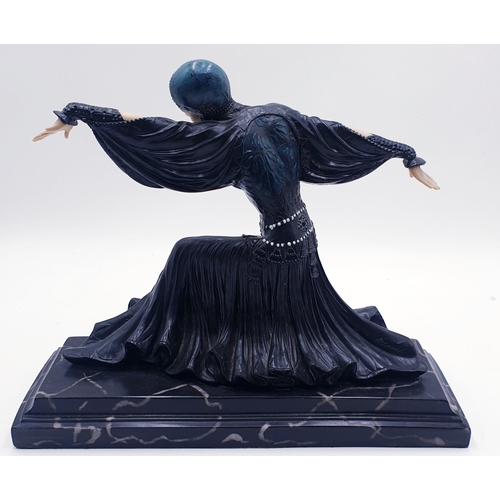 87 - RESIN Extra Large 30cm ART DECO FIGURINE MOUNTED ON A MARBLE BASE (Please Note This Lot WILL NOT BE ... 