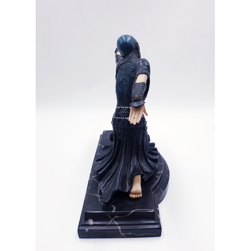 87 - RESIN Extra Large 30cm ART DECO FIGURINE MOUNTED ON A MARBLE BASE (Please Note This Lot WILL NOT BE ... 