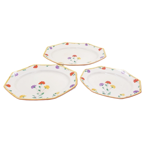 124 - CROWN DUCAL CHINA Large  (Hand Painted) SERVING PLATTERS (3) (Largest Being 38cm x 30cm) IN A FLORAL... 