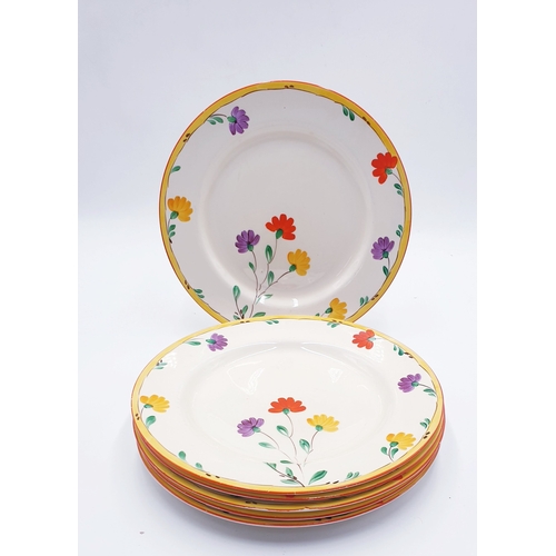 125 - CROWN DUCAL CHINA Large 25cm Dia (Hand Painted) DINNER PLATES (6) IN A FLORAL DESIGN c1930s