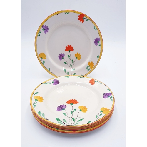 127 - CROWN DUCAL CHINA 20cm Dia (Hand Painted) SIDE PLATES (6) IN A FLORAL DESIGN c1930s