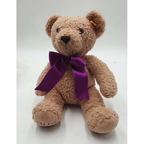 133 - STEIFF PLUSH TEDDY BEAR 2016 (Complete With Button ,Tag And Purple Bow)