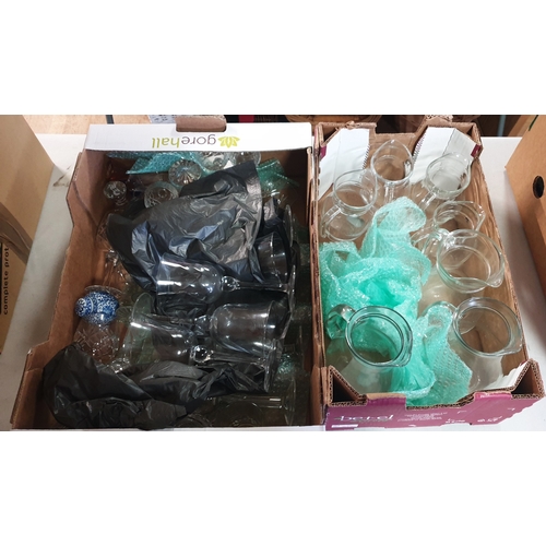 539 - BOXES (2)  OF GLASSES & WATER JUGS (Bought Has Seen) (Please Note This Lot WILL NOT BE PACKED OR SHI... 